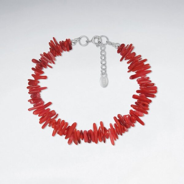 Bracelet Corail Rouge Argent