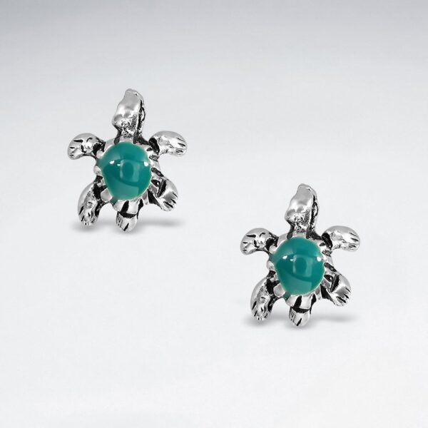 Clous d'Oreille Tortue Turquoise Bijou Argent 925