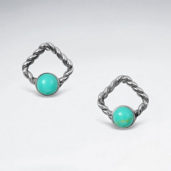 Clous d'Oreille Turquoise Carré Argent