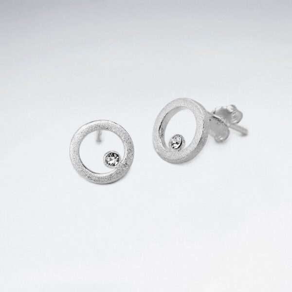 Clous d'Oreilles Cercle Zircone Argent Mat