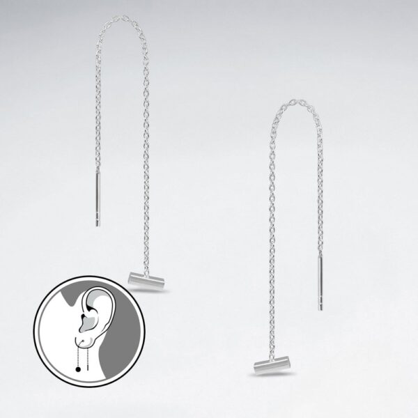 Fil d'Oreille Barre Vertical Bijoux Argent 925