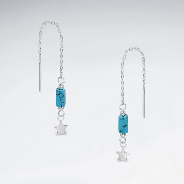 Fil d'Oreille Etoile Turquoise Argent 925