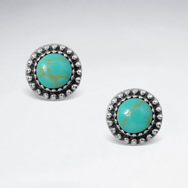 puces d'oreilles turquoise cercle style Bali