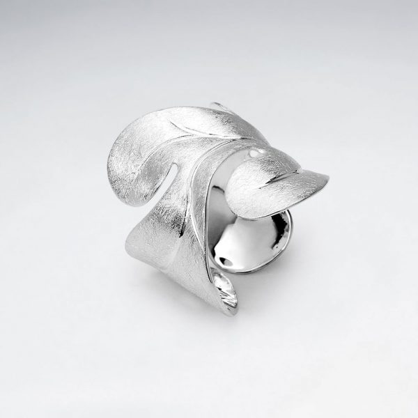 Bague Anneau Forme Feuille en Argent