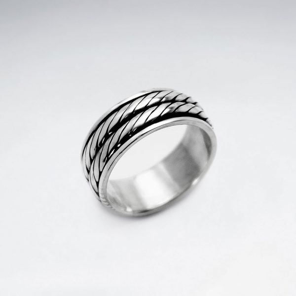 Bague Argent Double Corde Oxydé