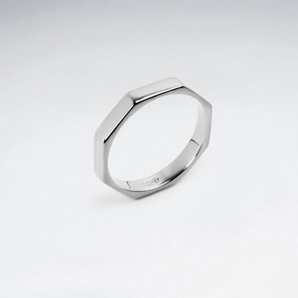 Bague Argent Octogonal