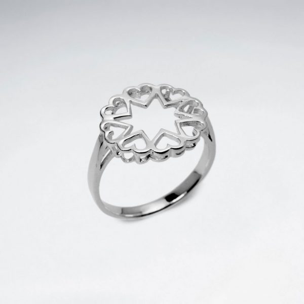 Bague Coeur Cercle ajourées en argent