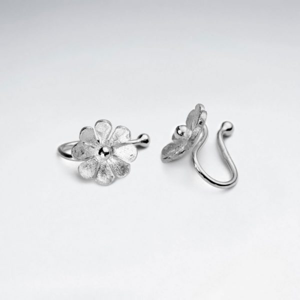 Bague d'Oreille Fleur Argent