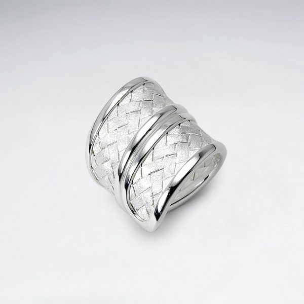 Bague Texture Tressé Mat en Argent