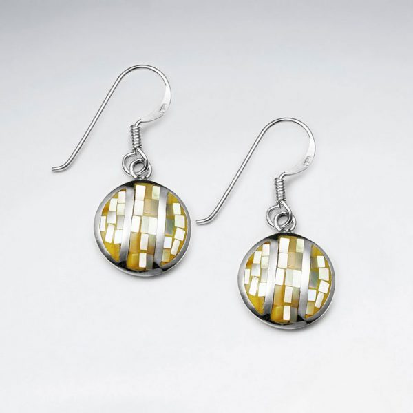 Boucle d'Oreille Argent Cercle Coquillage Jaune