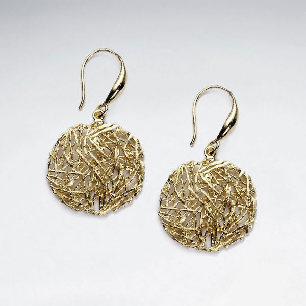 Boucle d'Oreille Argent Cercle Nid d'Oiseau Plaqué Or