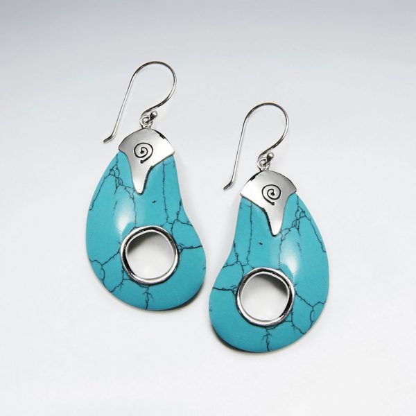 Boucles d'Oreilles Pendantes Turquoise Howlite   