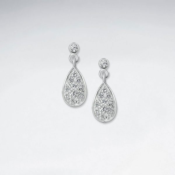 Boucle d'Oreille Argent Forme Goutte avec Cristal Zircon