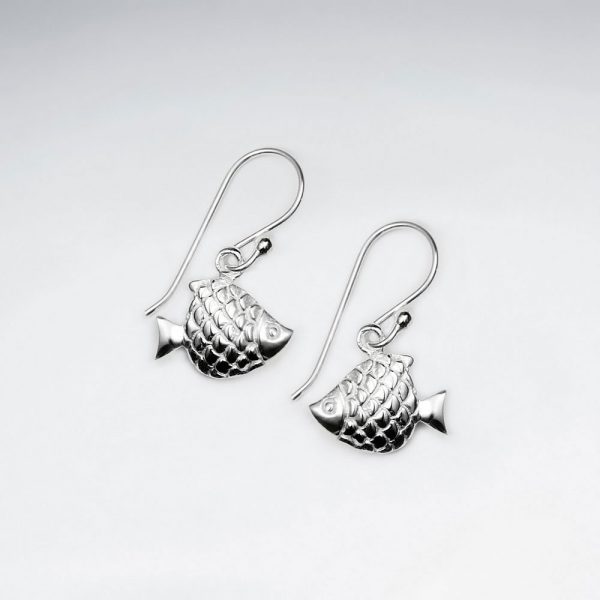 Boucle d'Oreille Argent Poisson Pendant