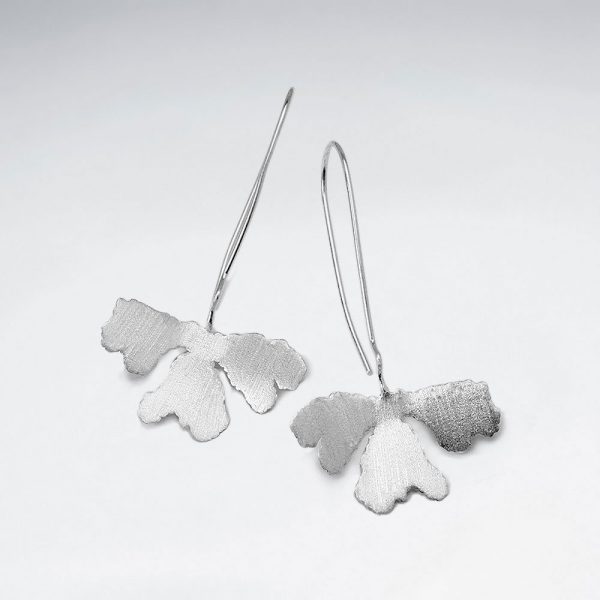 Boucles d'Oreilles Argent Brossé Trèfle Organique