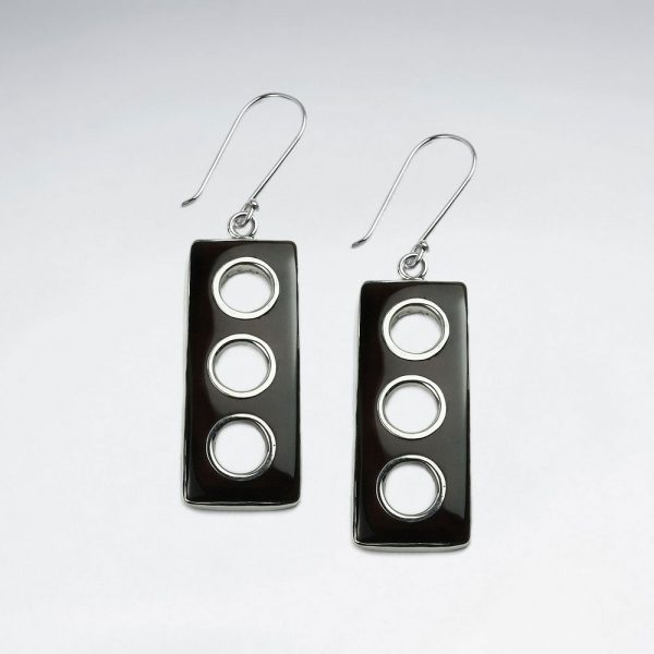 Boucles d'Oreilles Argent Coquillage Rectangle Triple Cercles