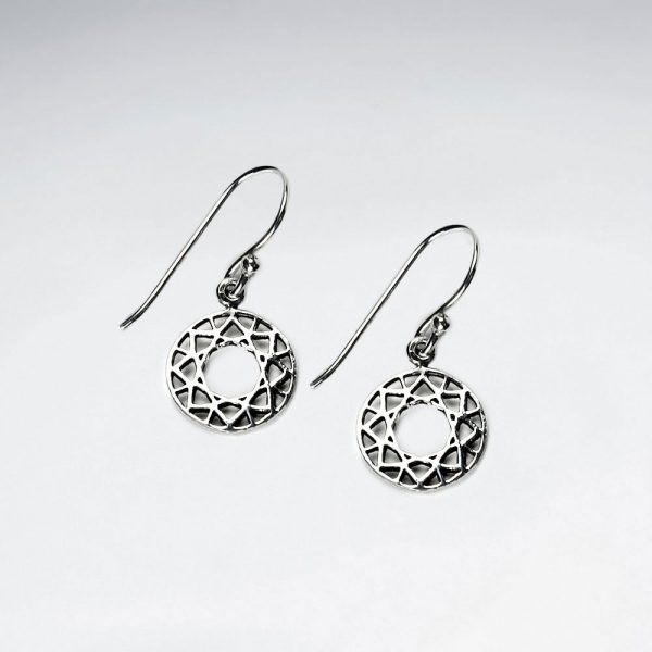 Boucles Oreilles Argent Disque Filigrane Oxydé