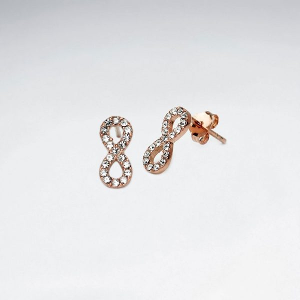 Boucles d'Oreilles Infini Zirconium Boucles d'Oreilles Argent Infini Cristal Zircon Incrusté Rose