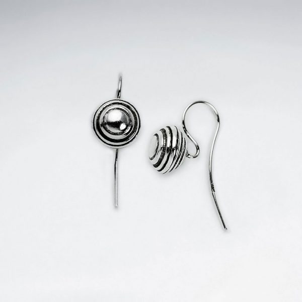 Boucles d'Oreilles Bouton Cercle Oxydé Argent