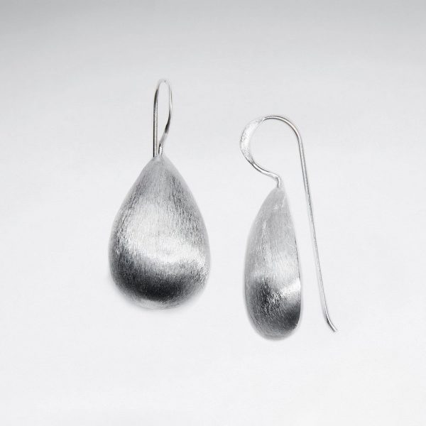 Boucles d'Oreilles Classic Goutte en Argent Brossé