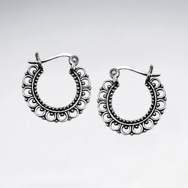 Boucles d'Oreilles Créole Anneaux en Argent Filigrane