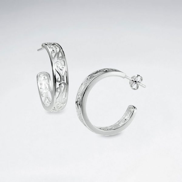 Boucles d'Oreilles Demi Créole Argent Filigrane