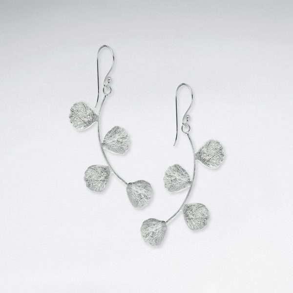 Boucles d'Oreilles Multi Branche Arbre Argent Brossé