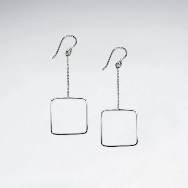 Boucles d'Oreilles Pendantes Carré sur Fil