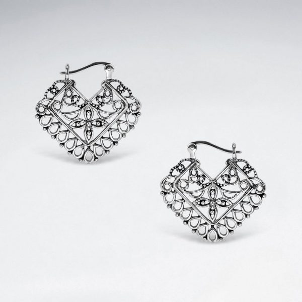 Boucles d'Oreilles Pendante Filigrane en Argent