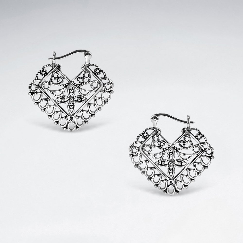 Boucles d'oreilles Pendantes, Argent 925, Feuille en spirale