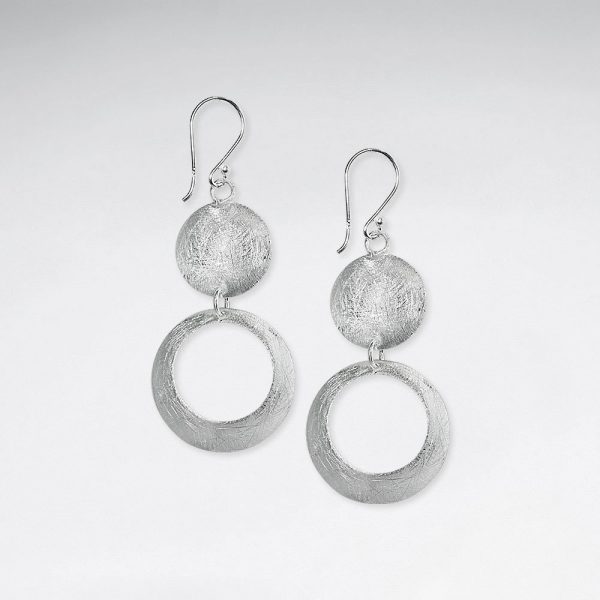 Boucles d'Oreilles Pendantes Anneaux Argent Brossé