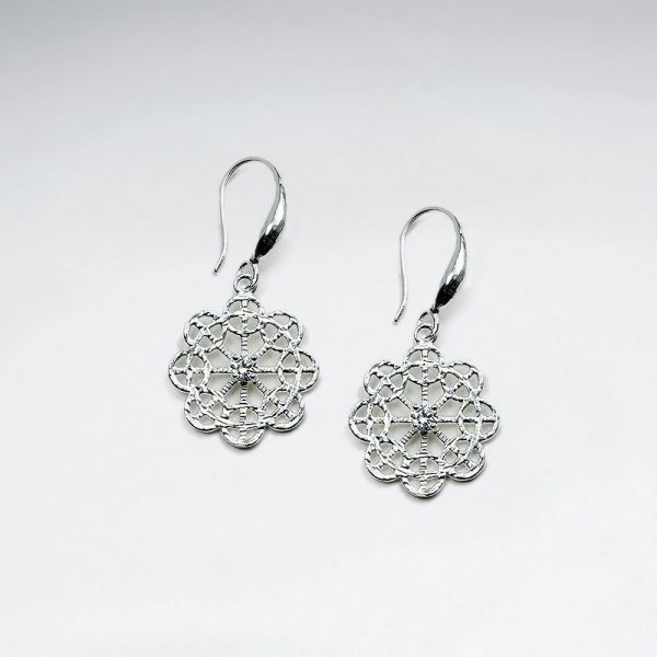 Boucles d'Oreilles Pendantes Filigrane Flocon de Neige