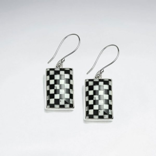 Boucles d'Oreilles Pendantes Damier