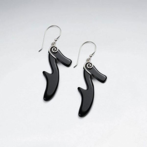 Boucles d'Oreilles Pierre Noire Chaussure a Talon