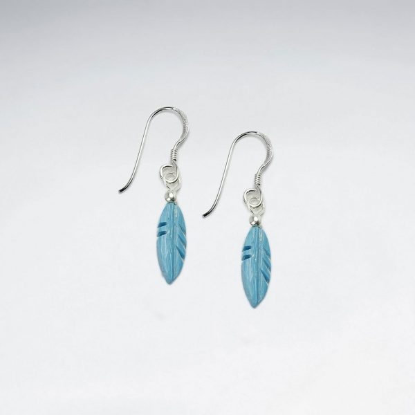 Boucles d'Oreilles Plume Pierre Turquoise