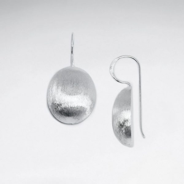 Boucles d'Oreilles en Argent Brossé Cercle Coquillage