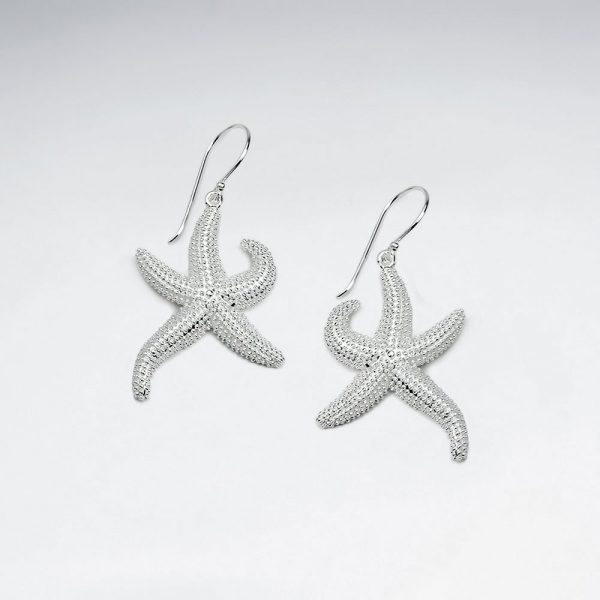 Boucles d'Oreilles Etoile de Mer en Argent Texturé