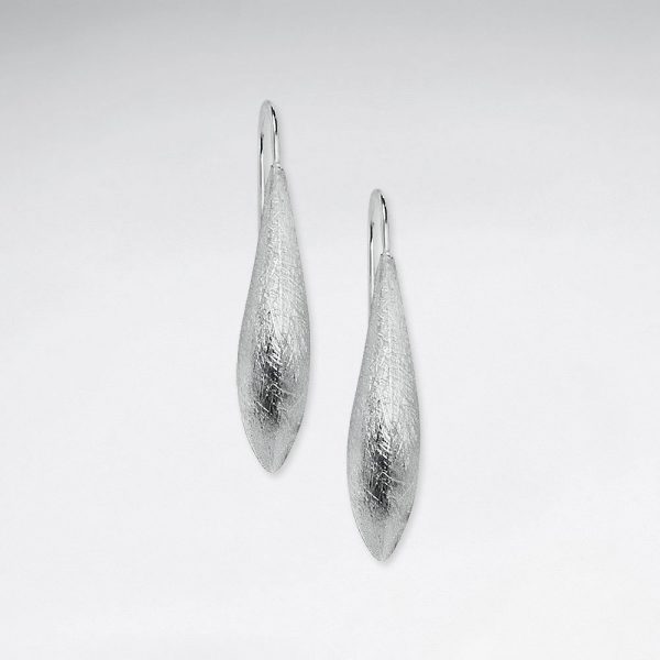 Boucles d'Oreilles Argent Brossé Long et Etroit