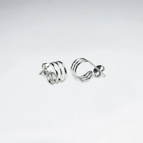 Boucles d'Oreilles Argent Demi Cercle Tubulaires