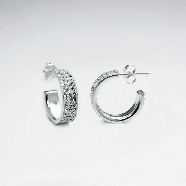 Boucles d'Oreilles Créole Argent et Zircon