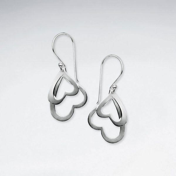 Boucles d'Oreilles Double Coeur Inverser