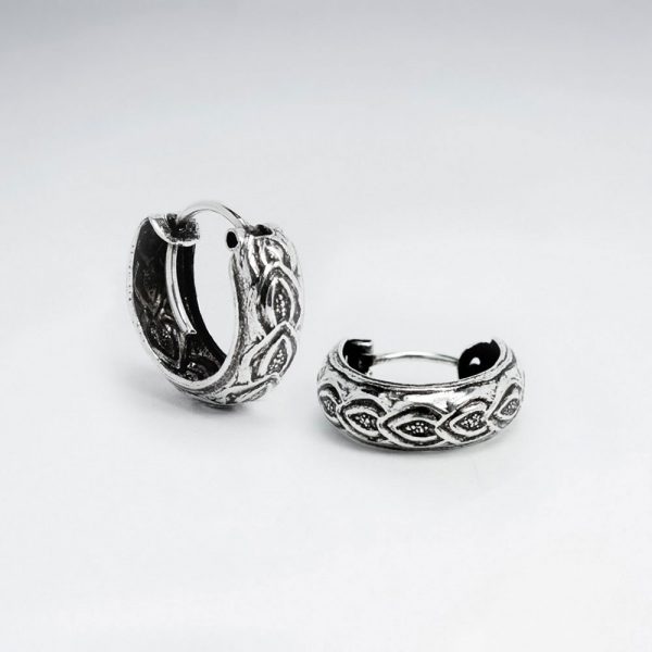 Boucles d'Oreilles Huggie Argent Oxydé Texturé en U