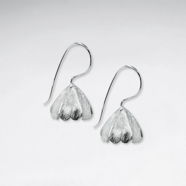 Boucles d'oreilles Argent Brossé Bourgeon en Fleur
