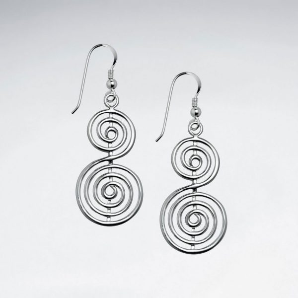 Boucle d'oreille Double Spirale Pendantes Argent