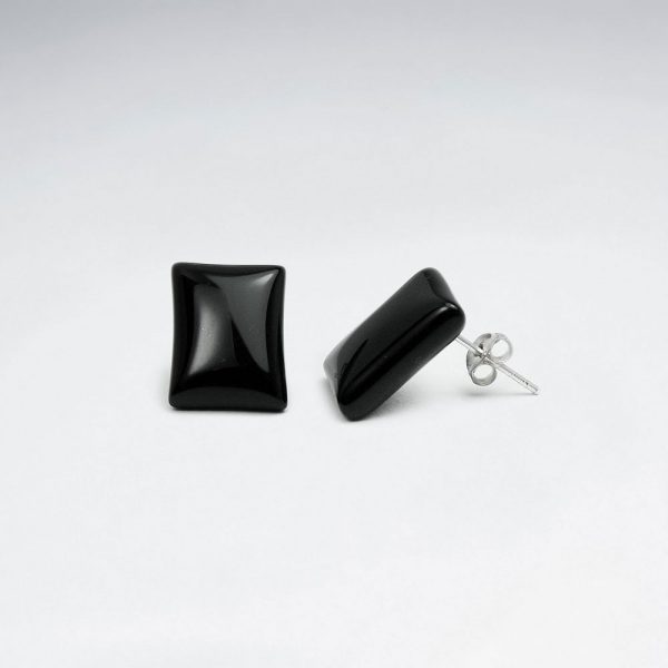 Boucles d'oreilles Pierre Noire Rectangle