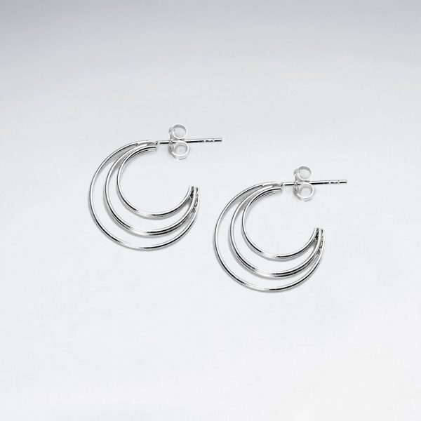 Croissant de Lune en Argent Boucles d'Oreilles