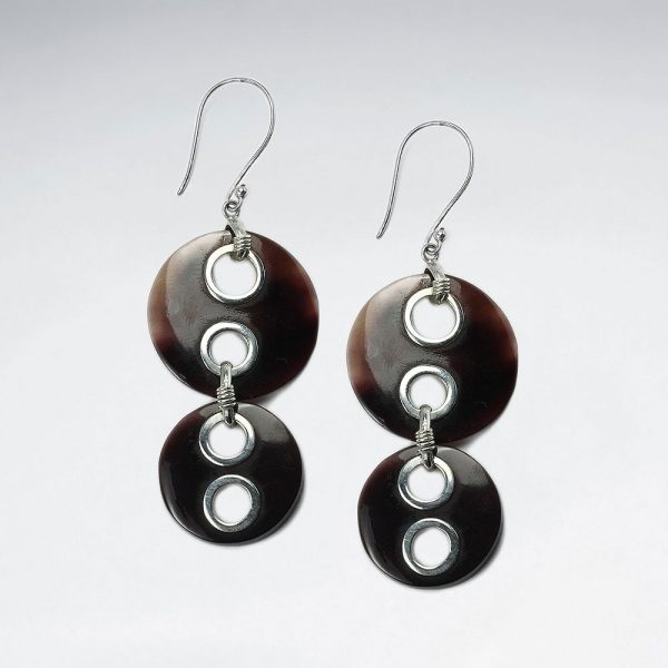 Pendante Boucles d'oreilles Double Cercle Coquillage