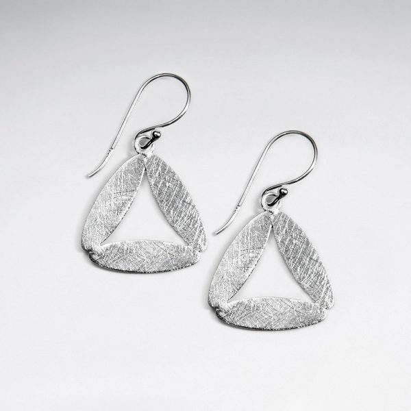 Pendante d'Oreilles Triangle Argent Brossé