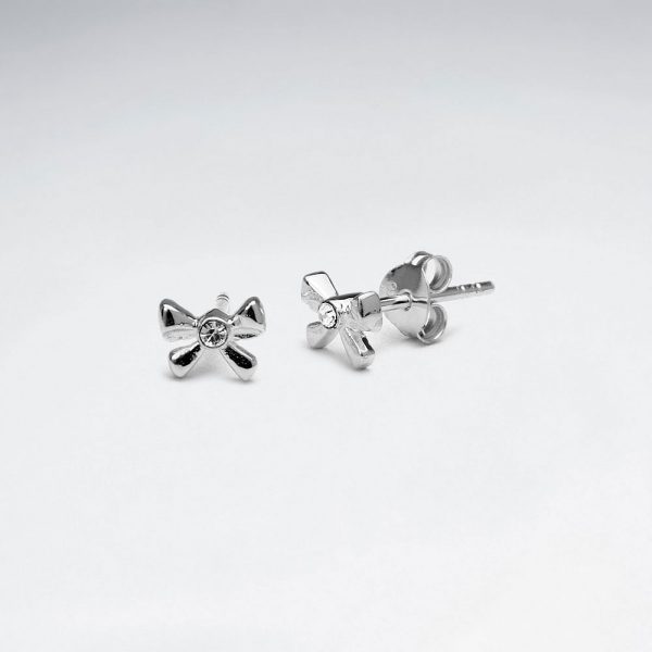 Puce d'Oreilles Argent Noeud Papillon