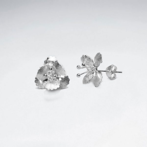 Puce d'Oreilles Fleur en Argent